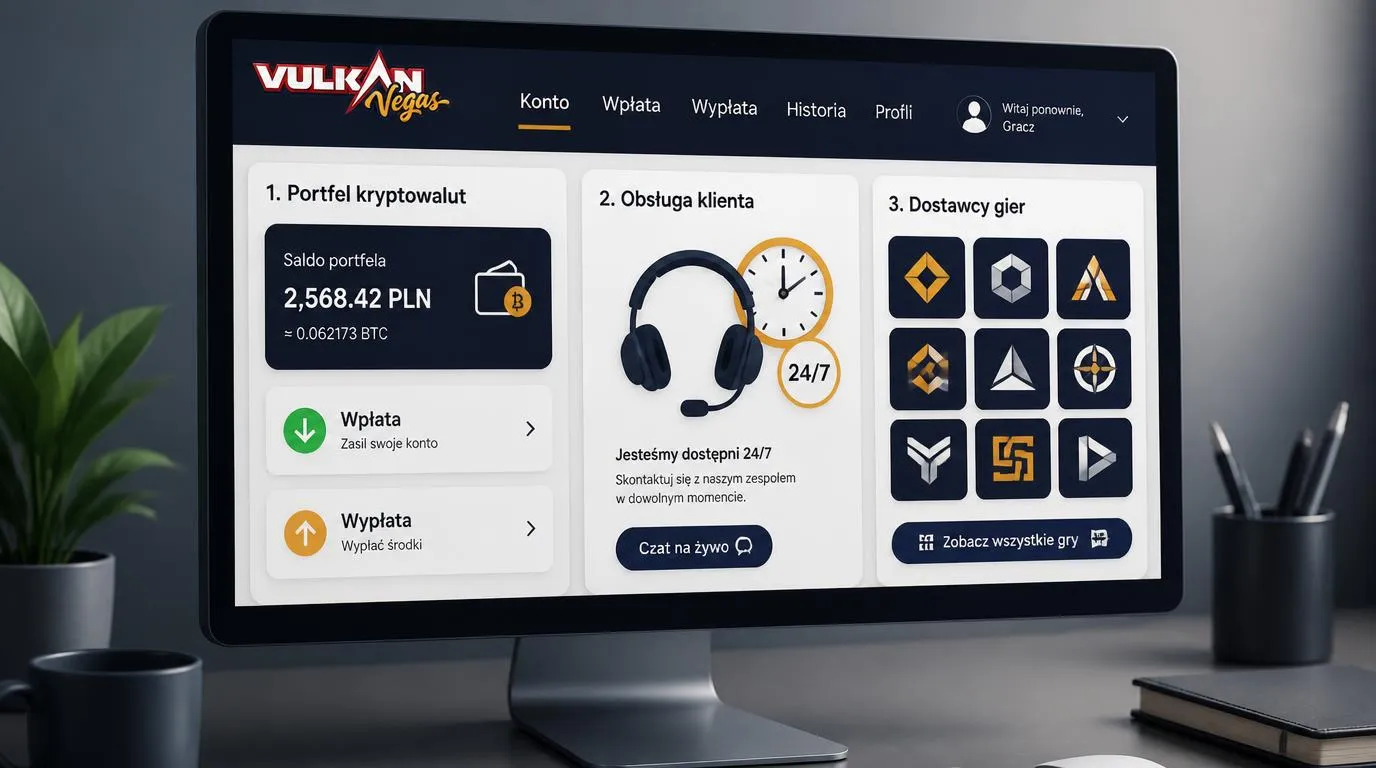 Panel kasyna z wpłatami i wypłatami kryptowalutowymi, pomocą 24/7 oraz wyborem dostawców gier